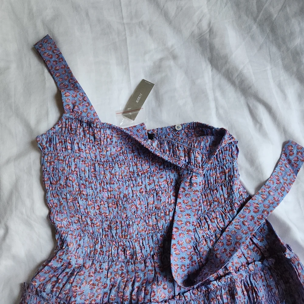 Jcrew Smocked midi dress in summer fields print Floral Purple Bnwt - Picture 11 of 13